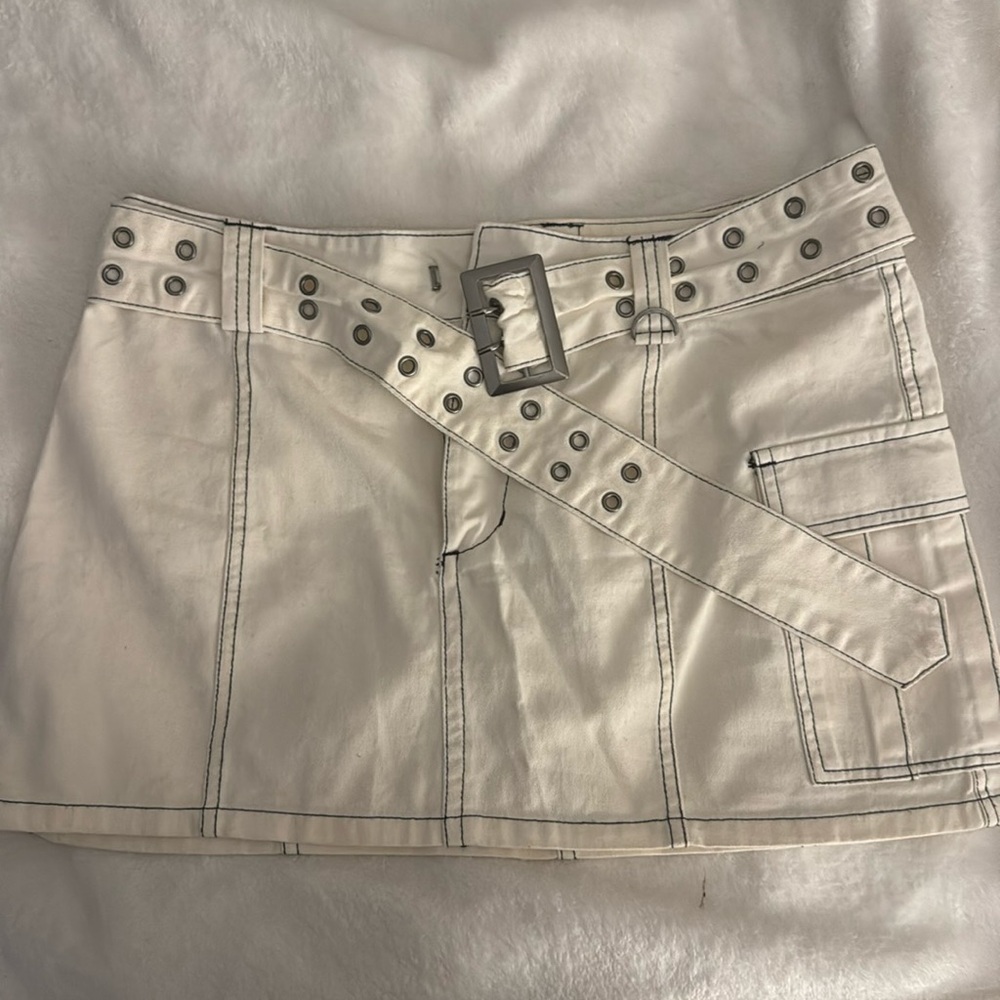 Forever 21 white denim miniskirt